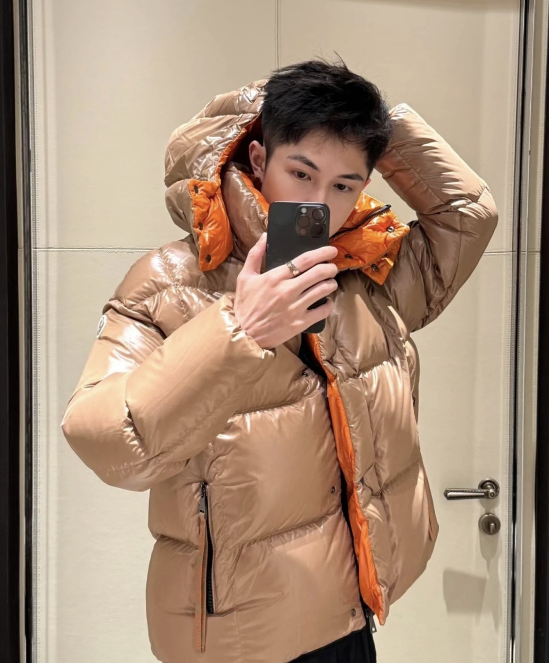Moncler Jacket Brown Hooded M-l