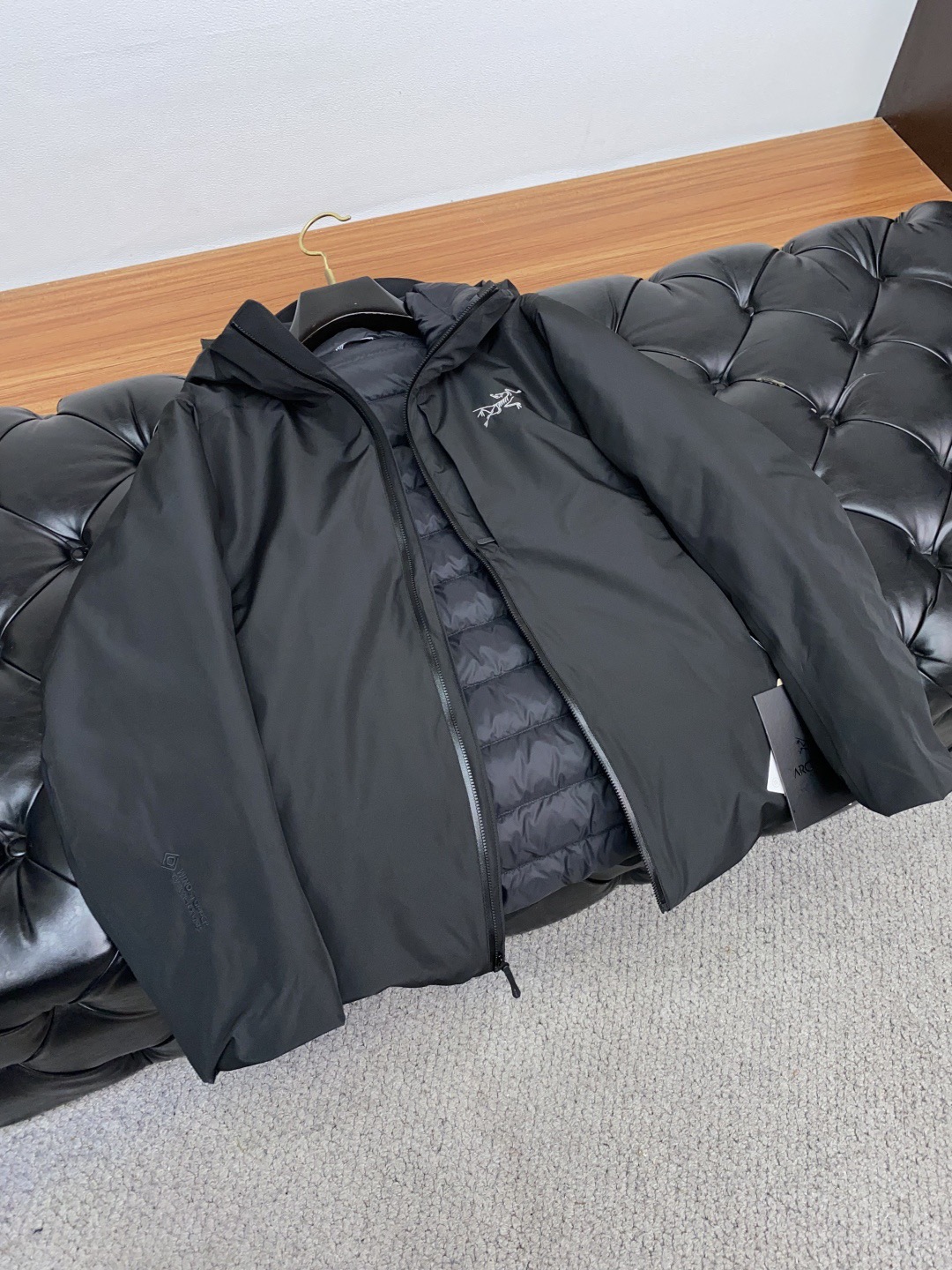 Arcteryx Couple Down Jacket White Duck Down Black Hooded S-l-xl