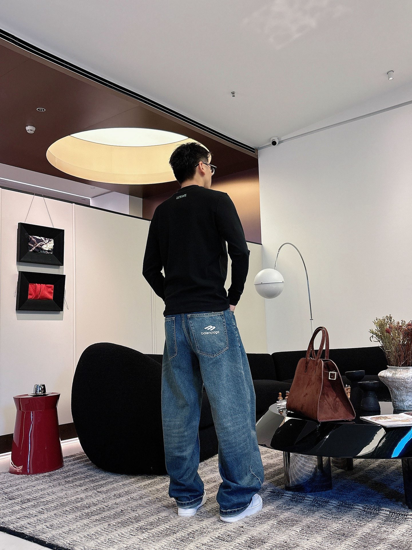 Loewe Male Basic Clothing Cotton Black Fleece Lined S-m-l-xl