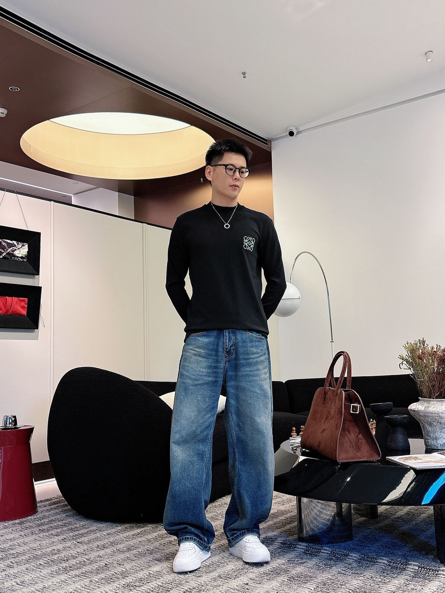 Loewe Male Basic Clothing Cotton Black Fleece Lined S-m-l-xl