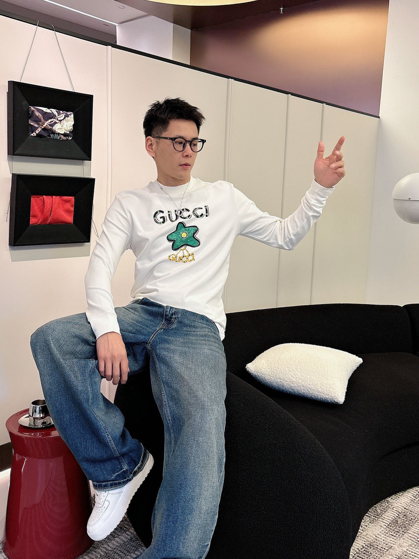 Gucci Male Basic Clothing Cotton Black Fleece Lined S-m-l-xl