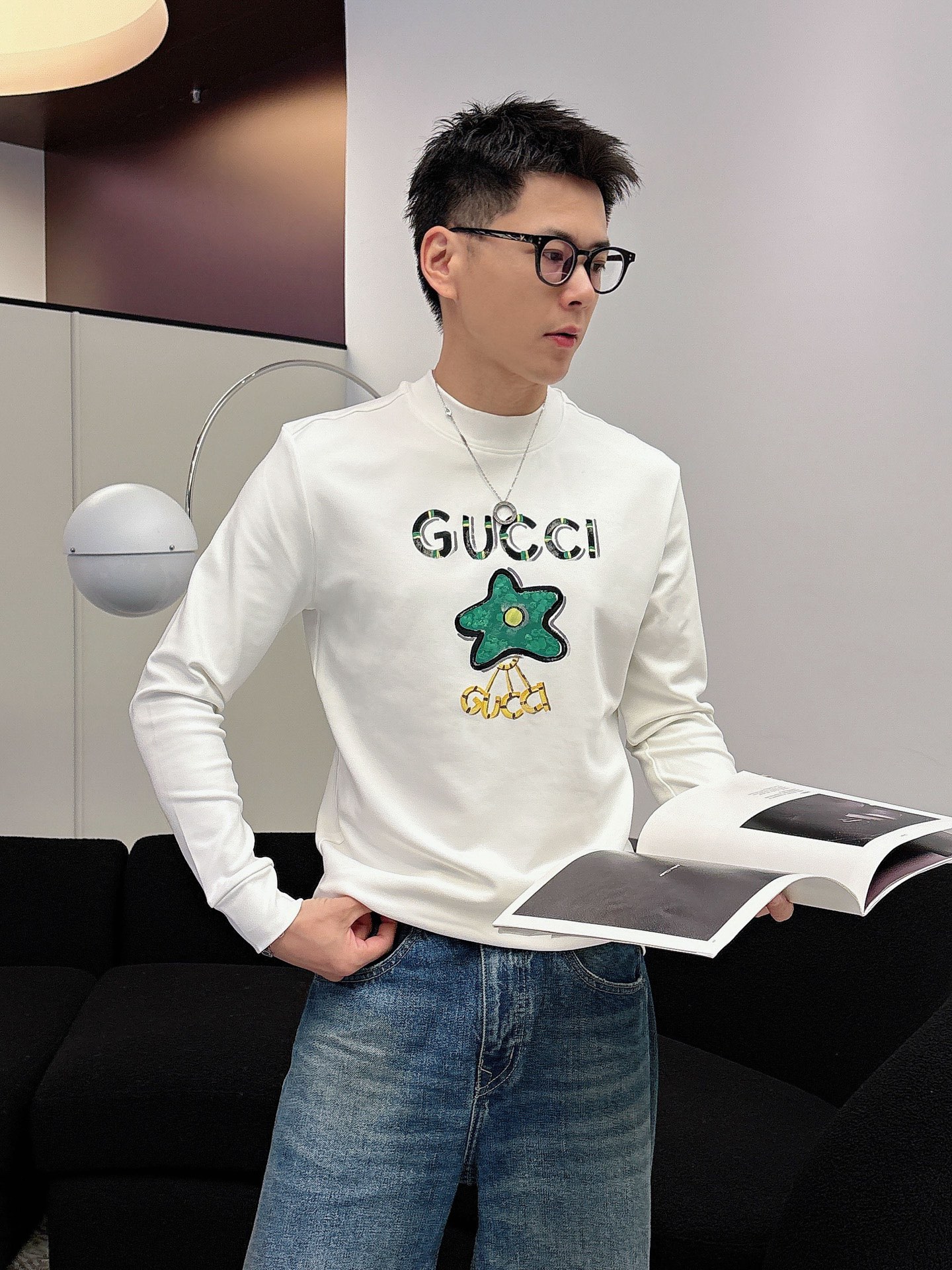 Gucci Male Basic Clothing Cotton Black Fleece Lined S-m-l-xl