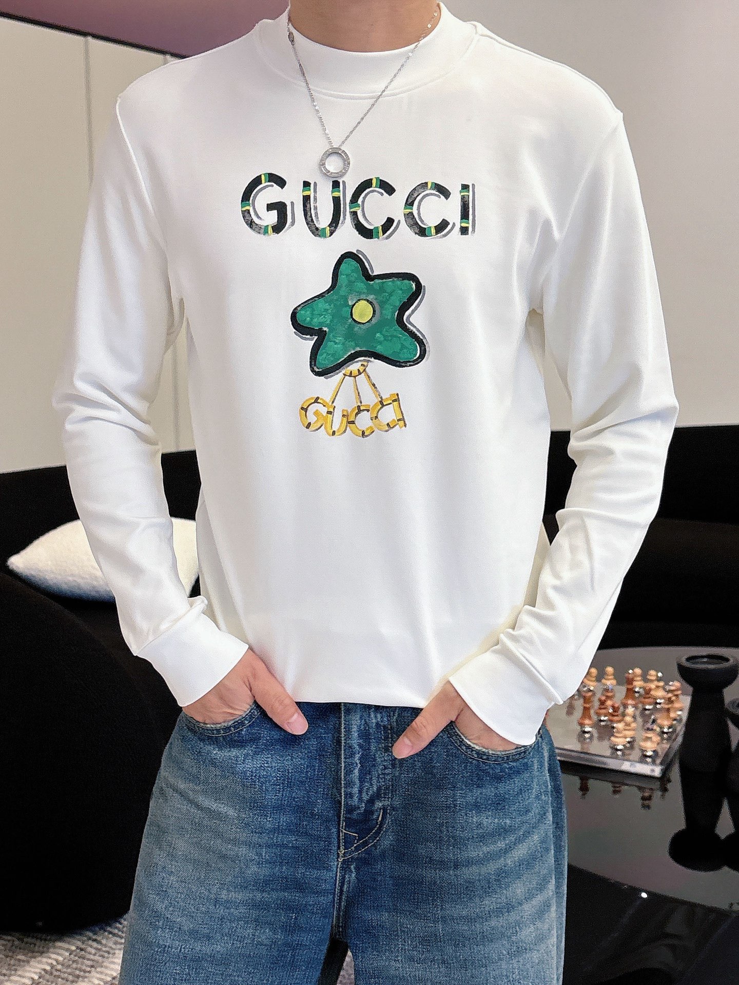 Gucci Male Basic Clothing Cotton Black Fleece Lined S-m-l-xl