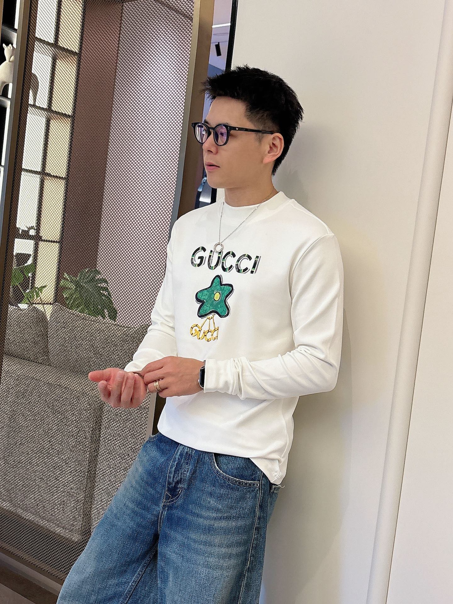Gucci Male Basic Clothing Cotton Black Fleece Lined S-m-l-xl