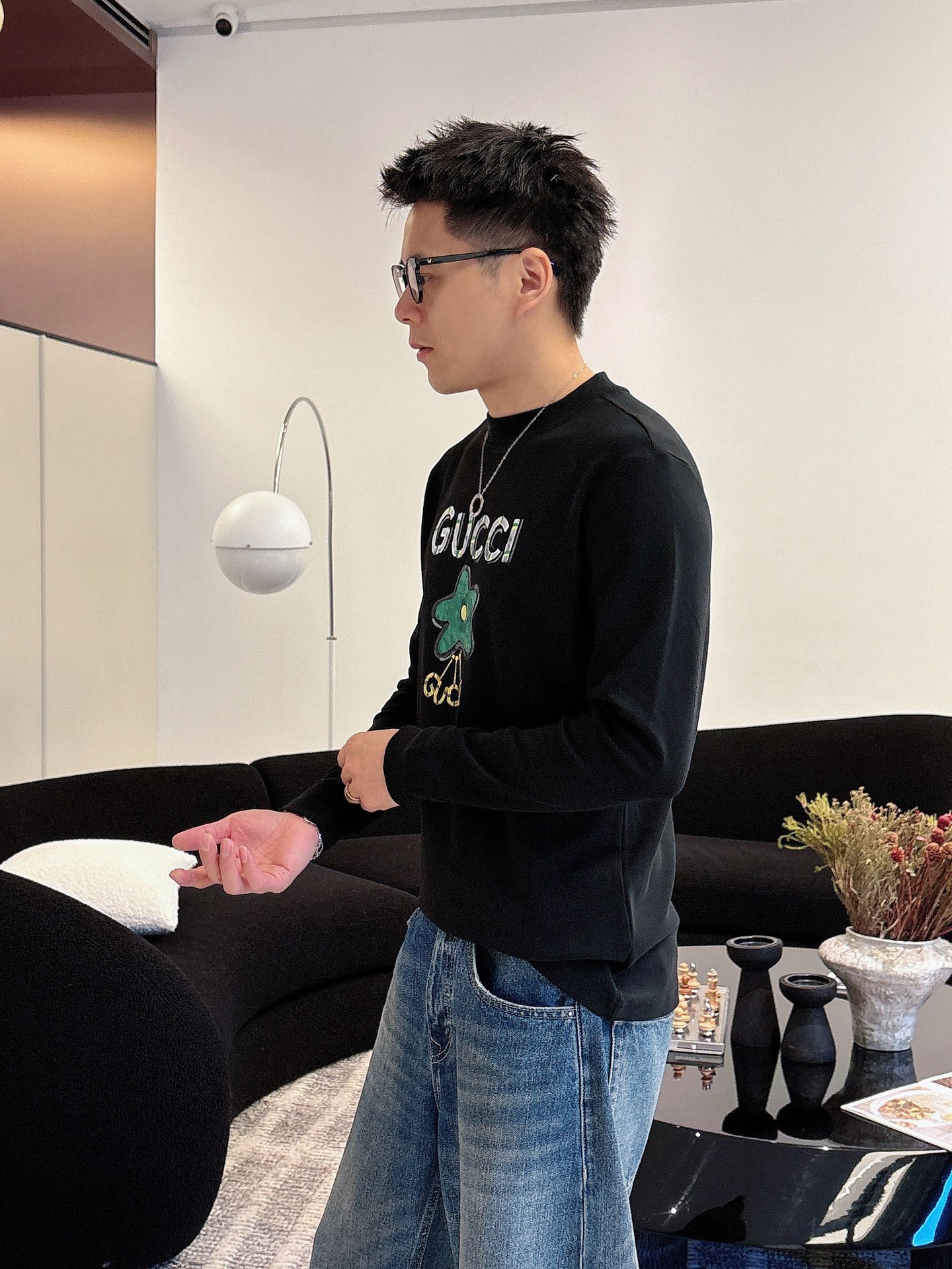 Gucci Male Basic Clothing Cotton Black Fleece Lined S-m-l-xl