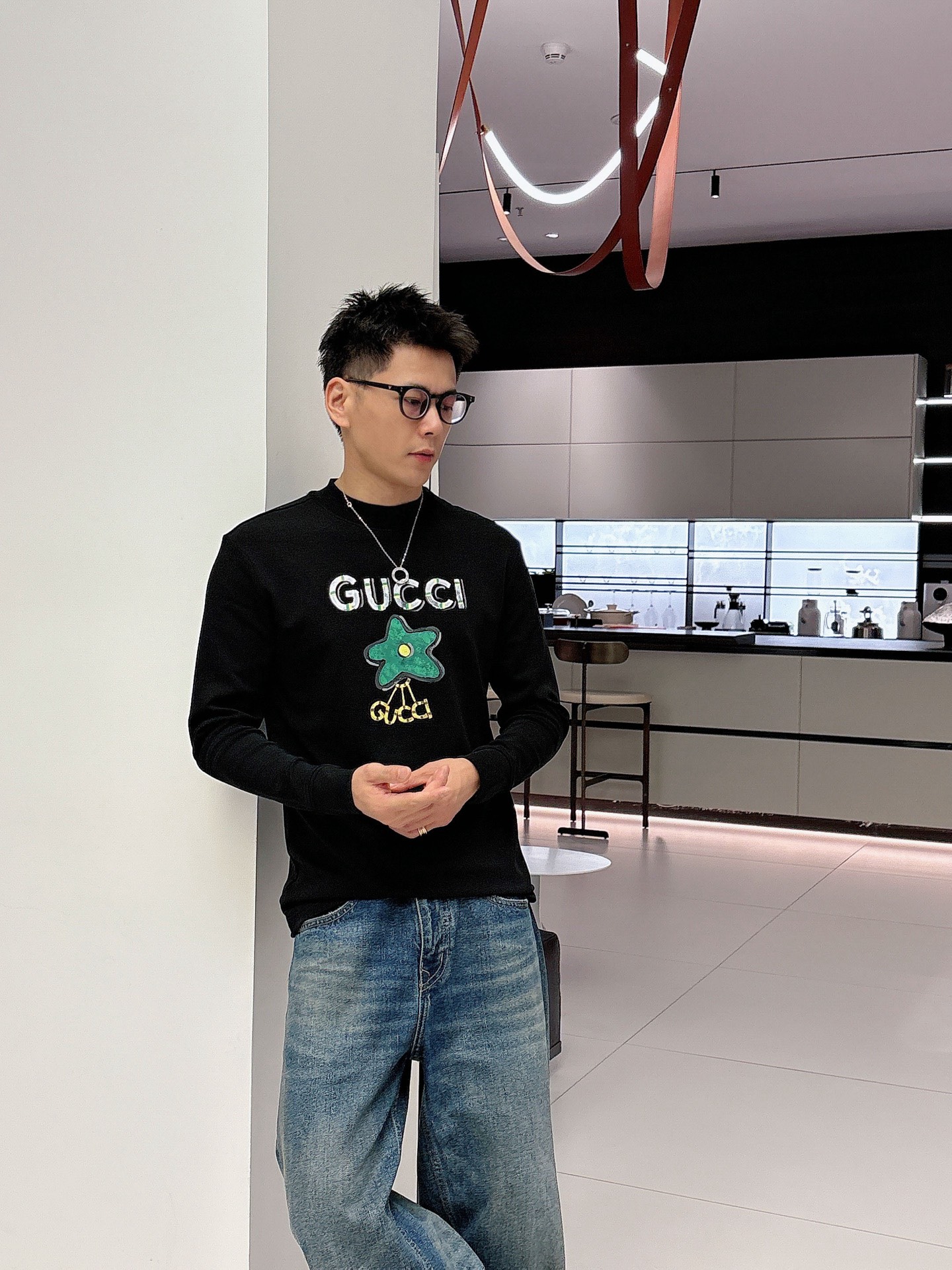 Gucci Male Basic Clothing Cotton Black Fleece Lined S-m-l-xl
