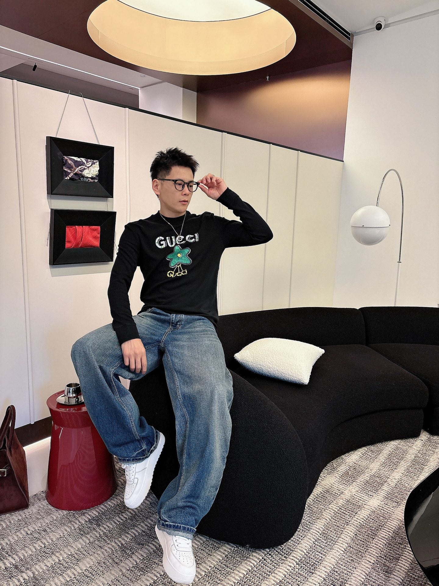 Gucci Male Basic Clothing Cotton Black Fleece Lined S-m-l-xl