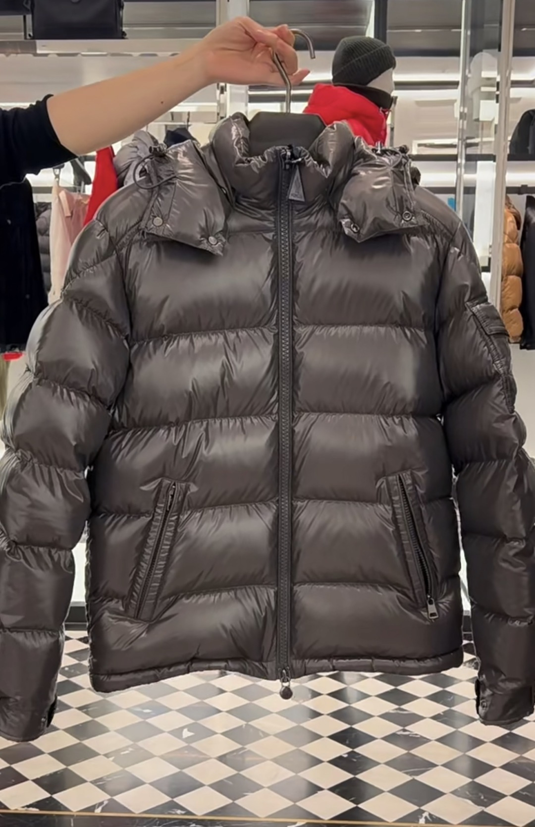 Moncler Male Down Jacket Gray Hooded M-l