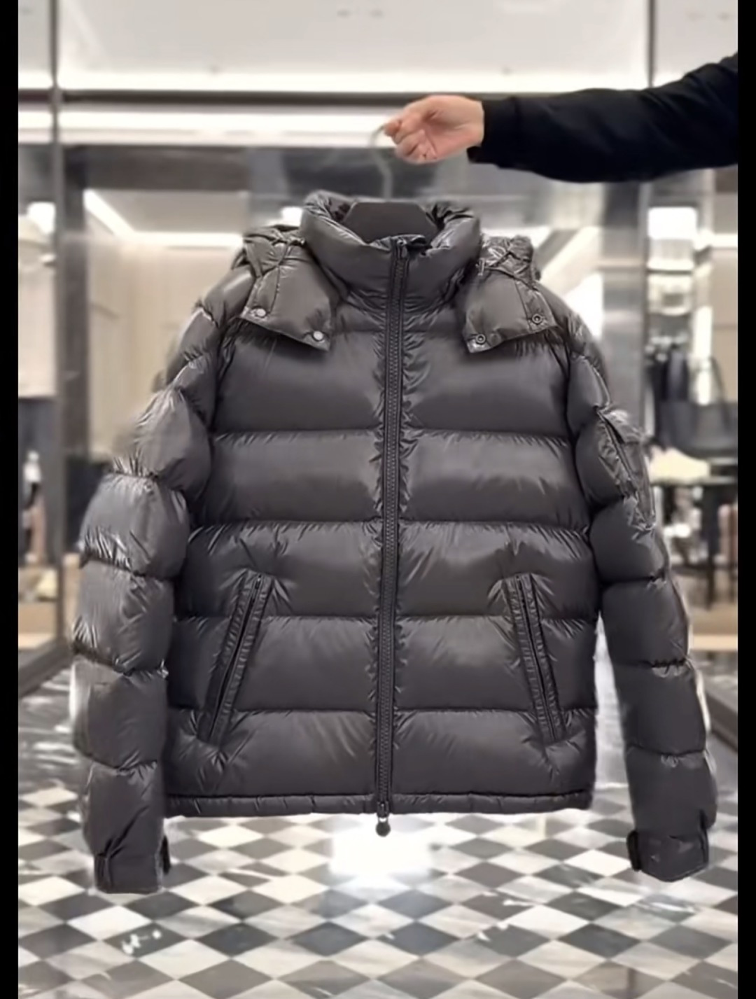 Moncler Male Down Jacket Gray Hooded M-l