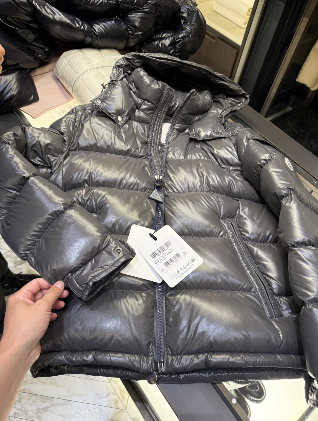 Moncler Male Down Jacket Gray Hooded M-l