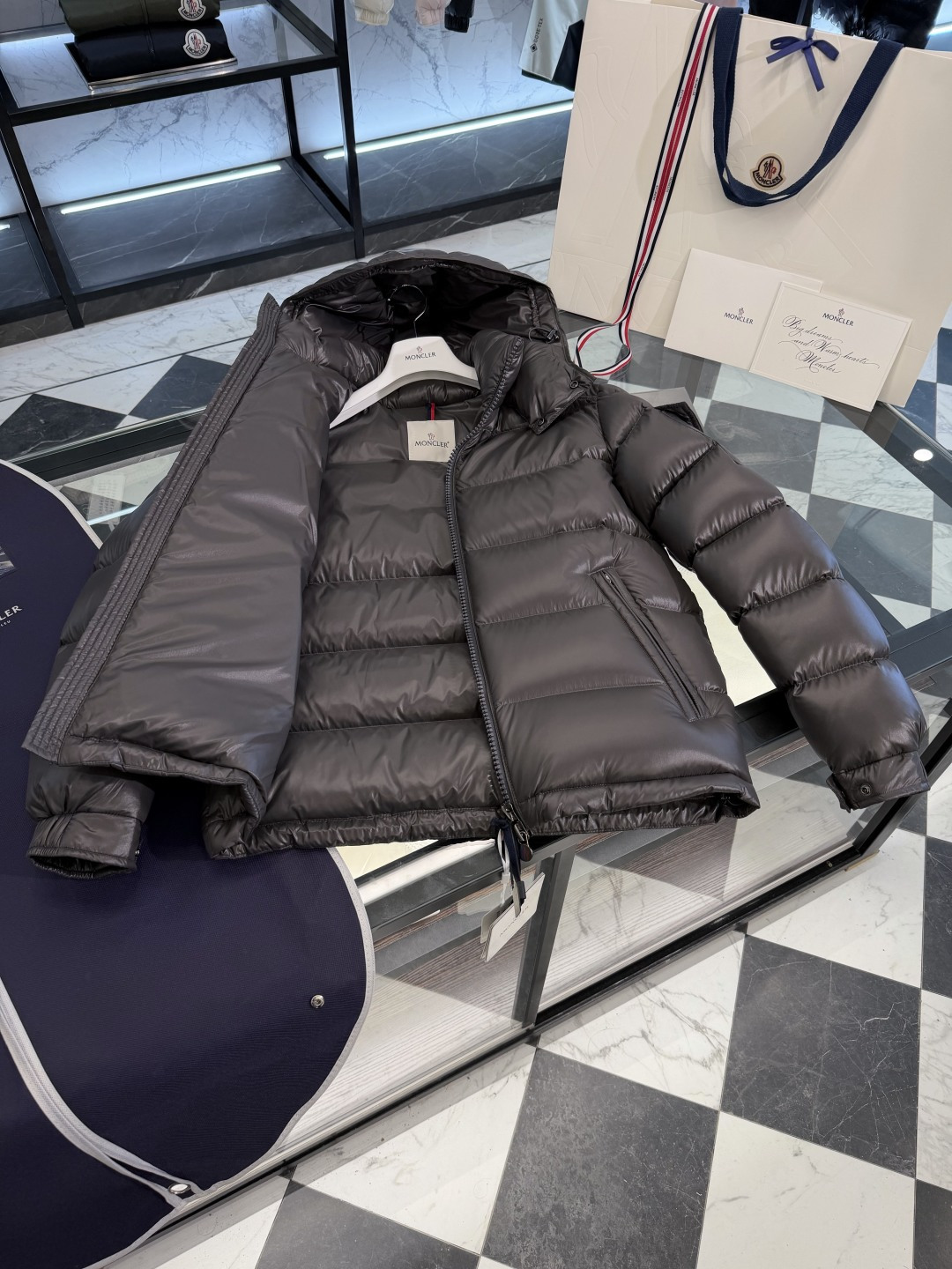 Moncler Male Down Jacket Gray Hooded M-l