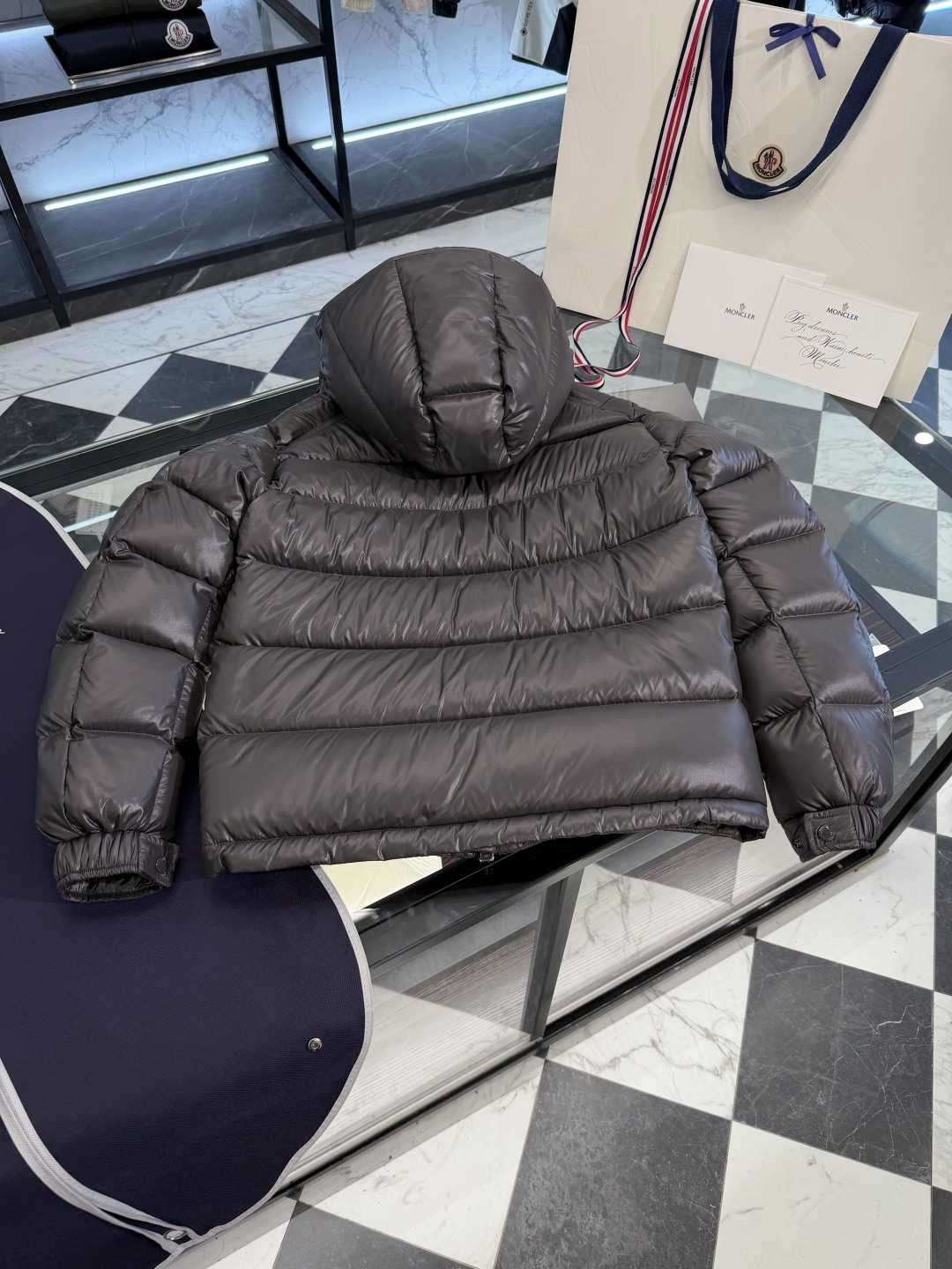 Moncler Male Down Jacket Gray Hooded M-l