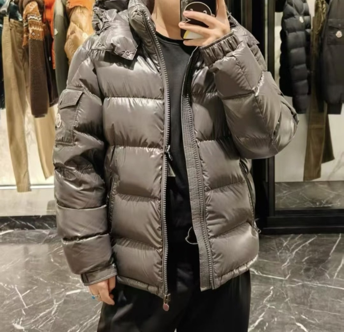 Moncler Male Down Jacket Gray Hooded M-l