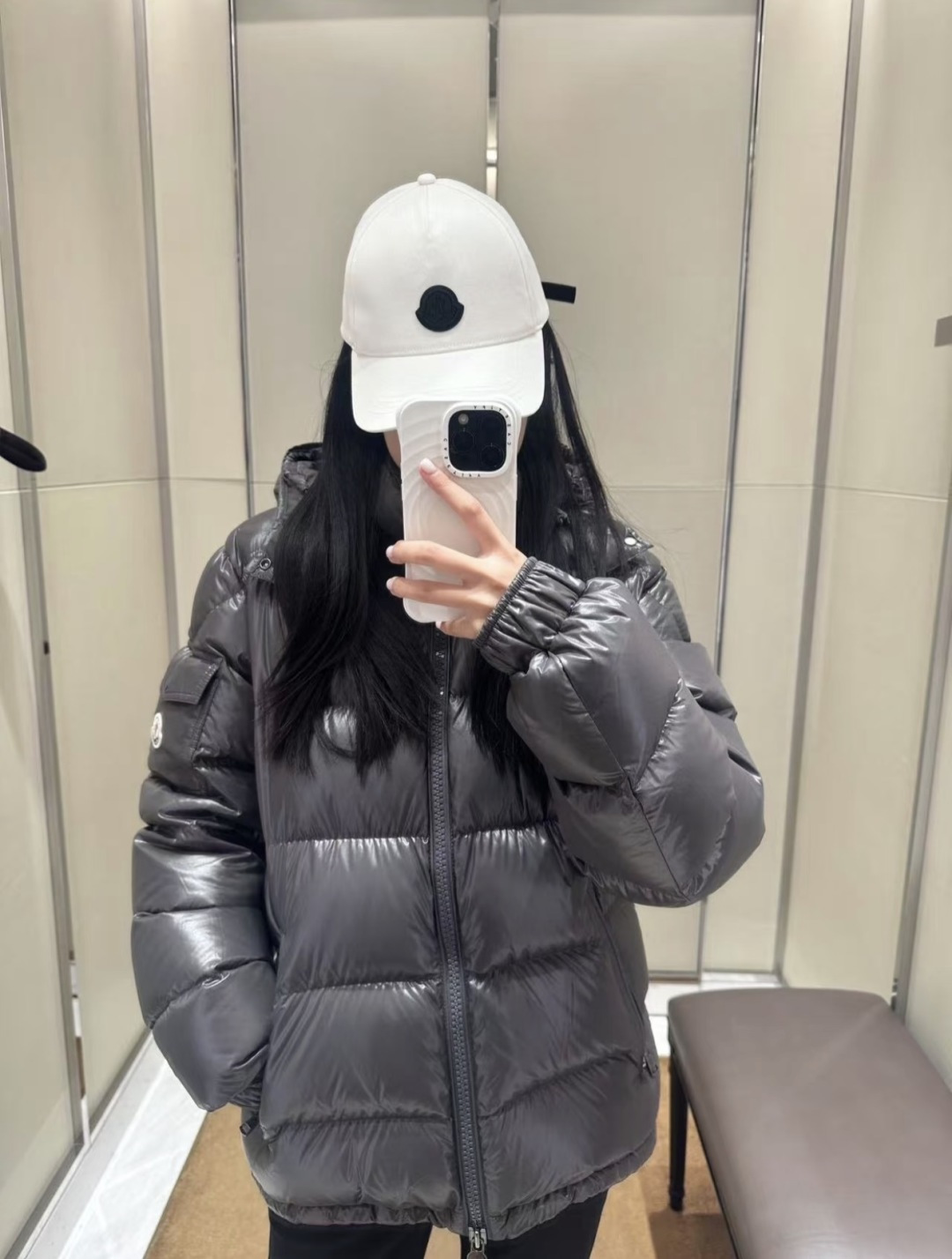 Moncler Male Down Jacket Gray Hooded M-l