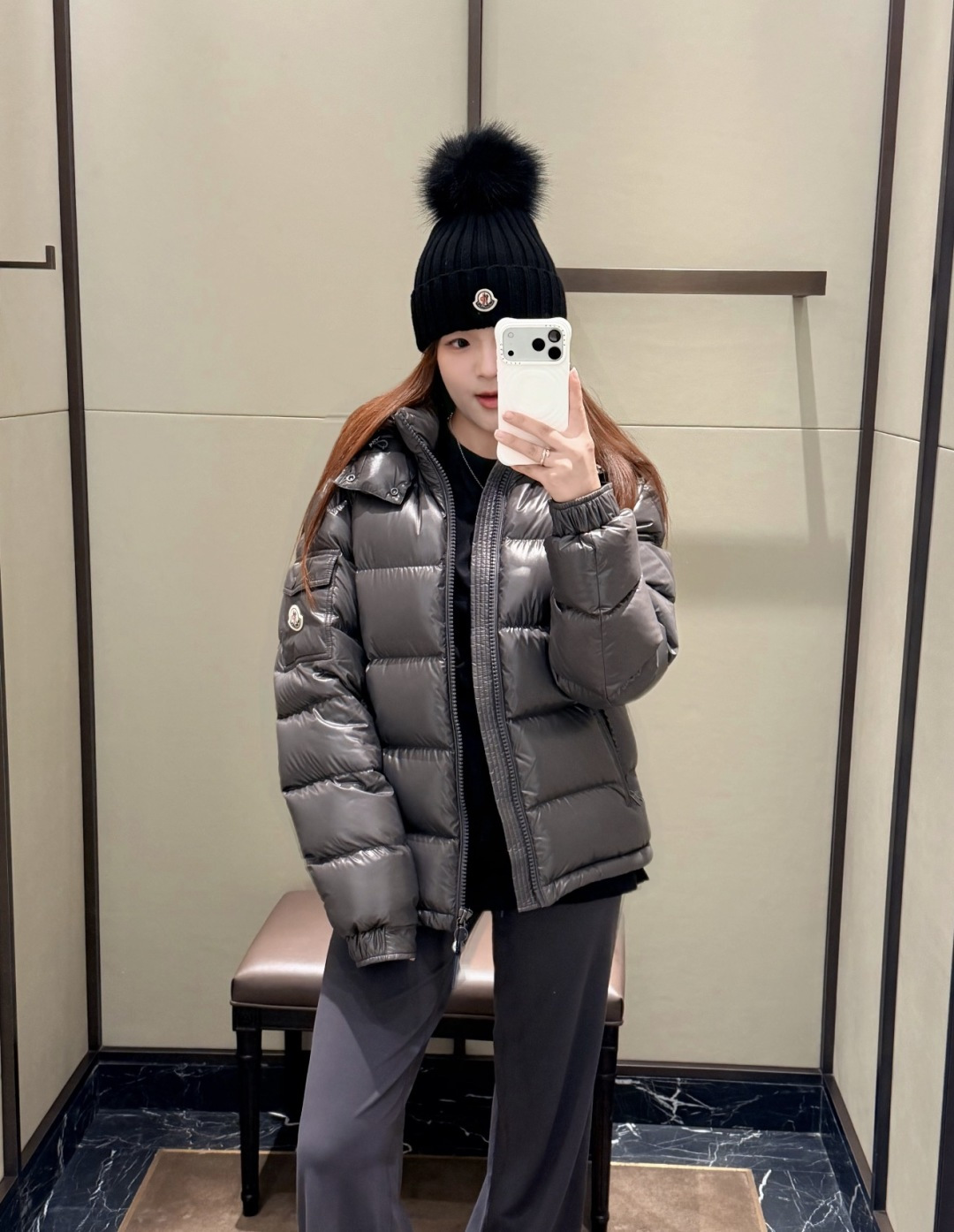 Moncler Male Down Jacket Gray Hooded M-l