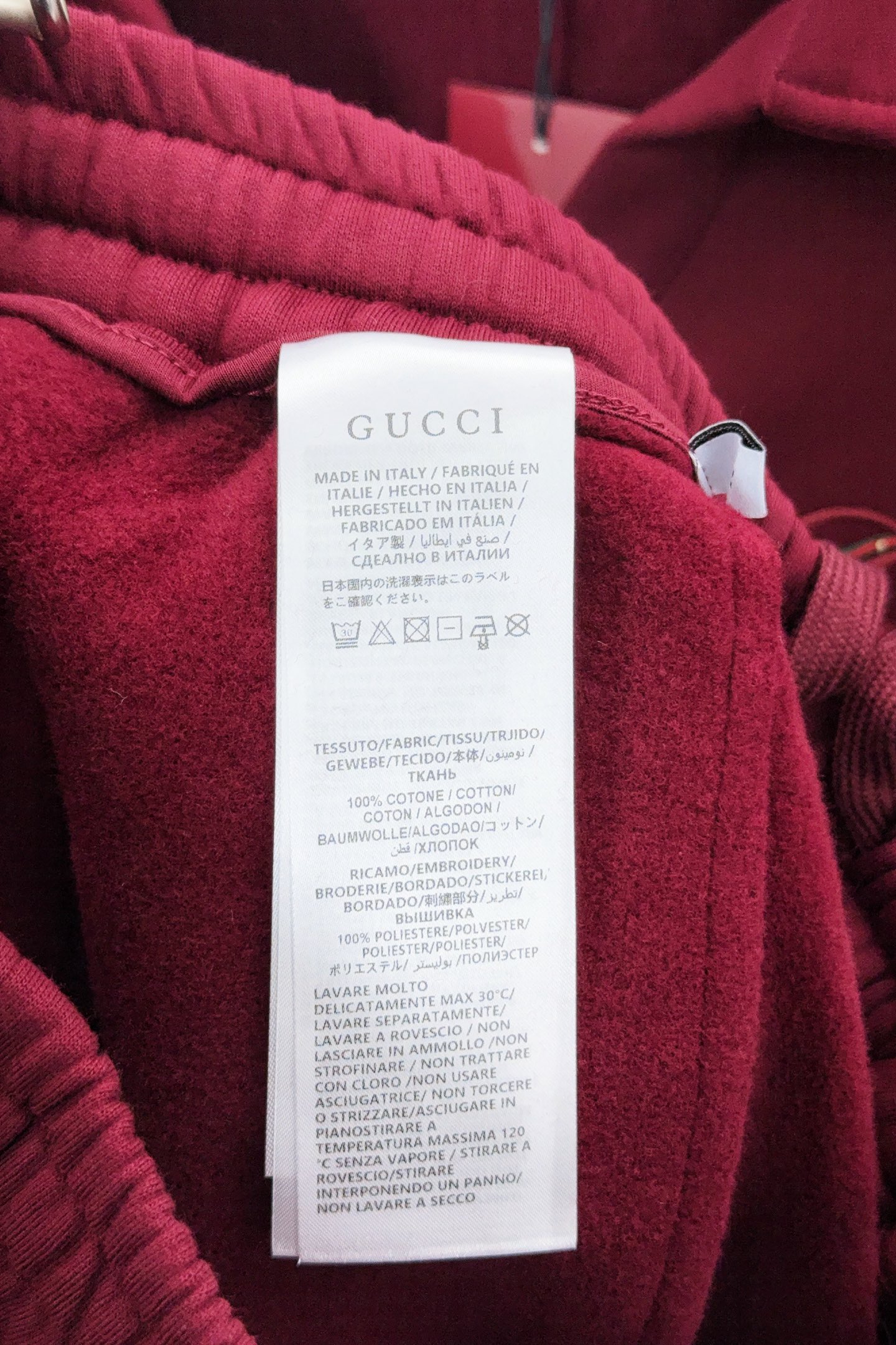 Gucci Basic Clothing Red Fleece Lined S-m-l-xl