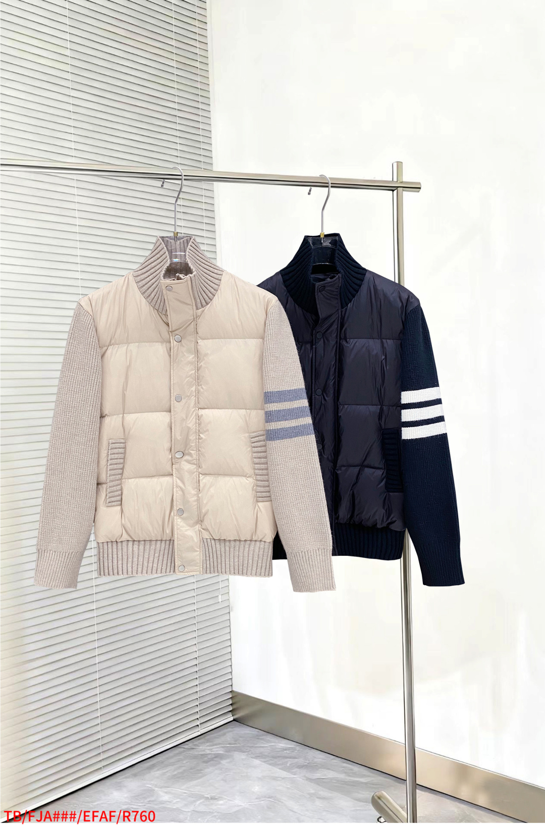 Thom Browne Female Down Jacket Knitted Slim Fit M-xl
