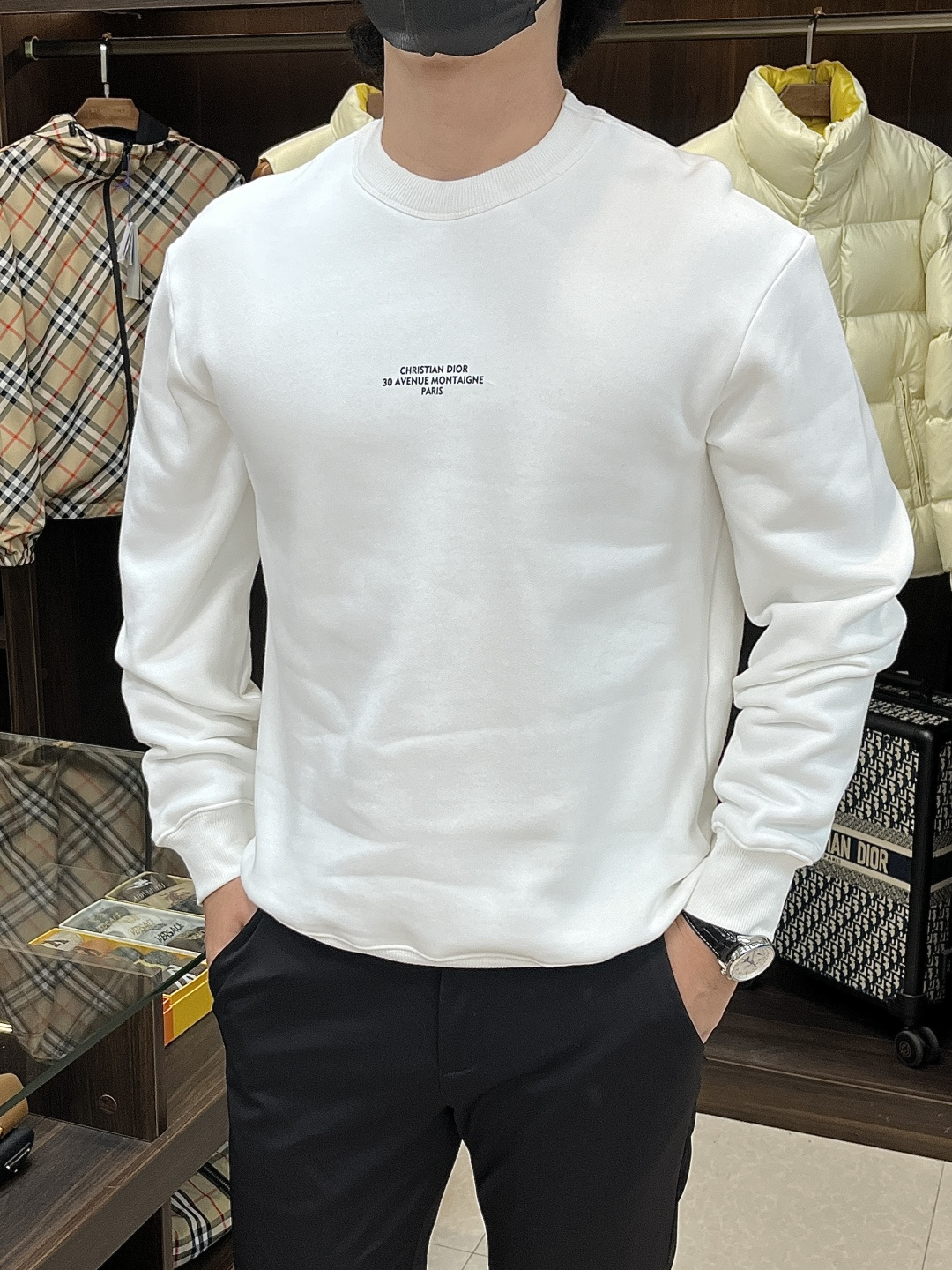 Dior Male Hoodie Cotton Black Printed S-m-l-xl