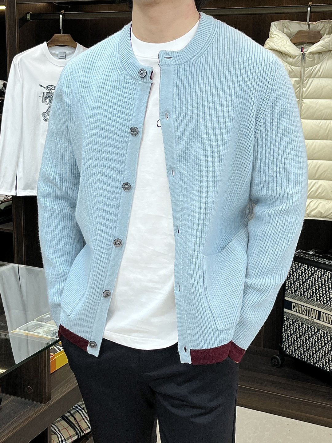 Gucci Couple Basic Clothing Wool Blue S