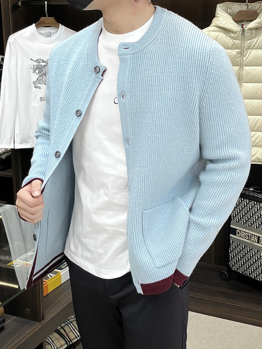 Gucci Couple Basic Clothing Wool Blue S