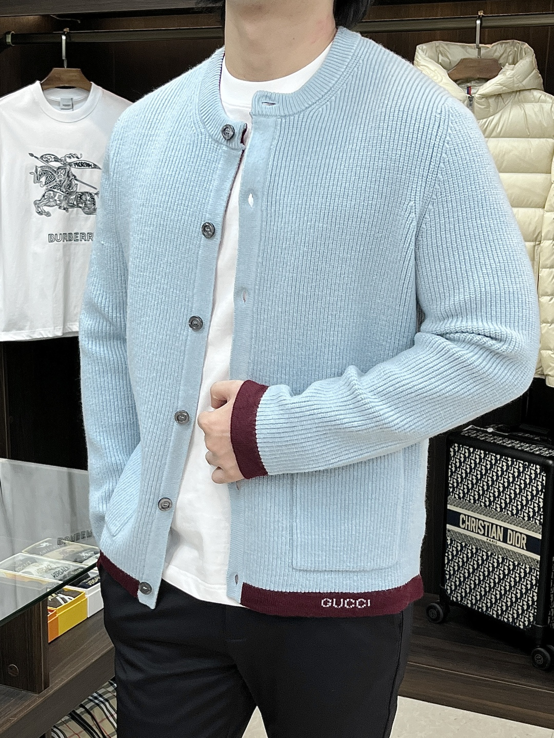 Gucci Couple Basic Clothing Wool Blue S