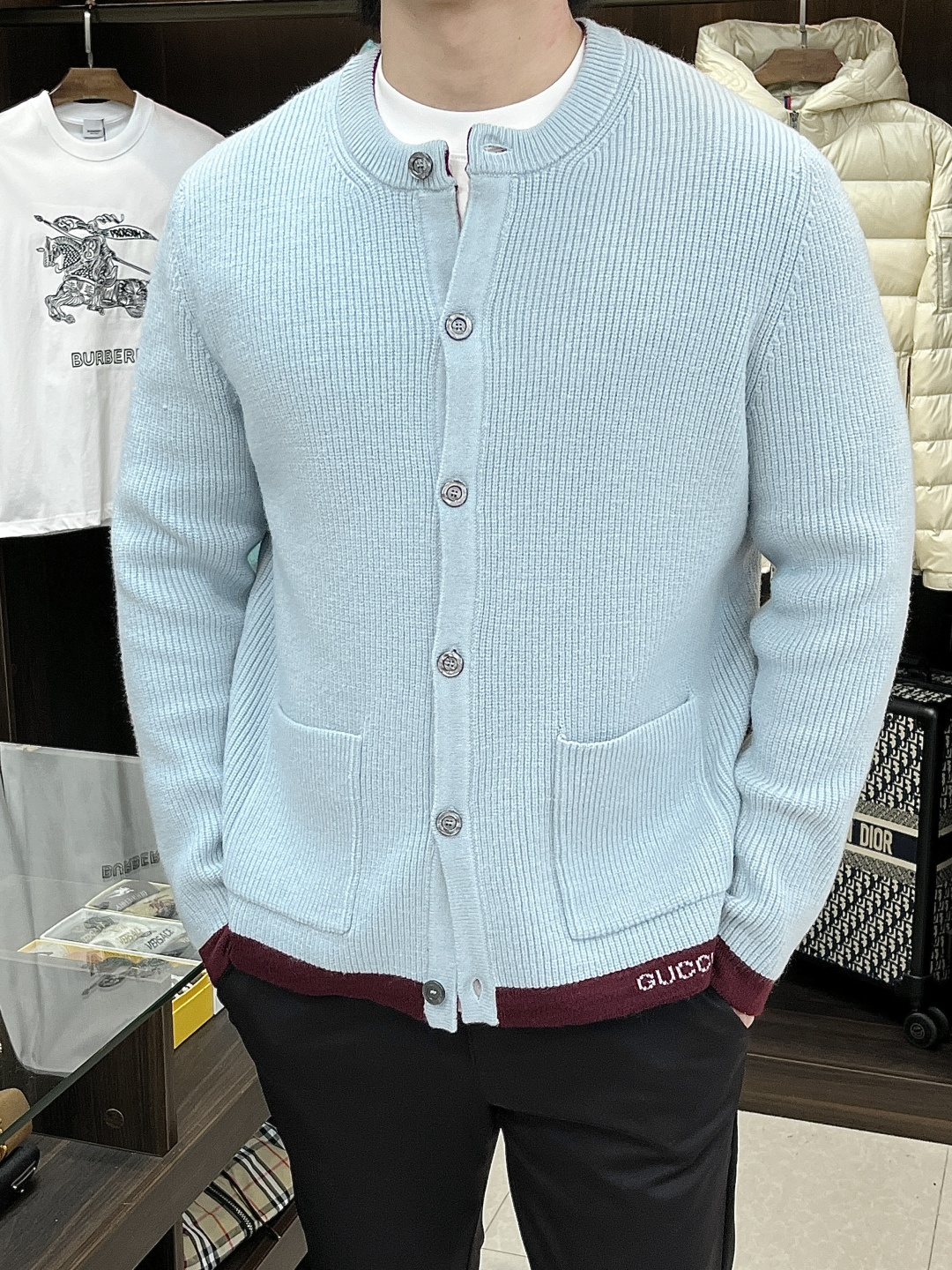 Gucci Couple Basic Clothing Wool Blue S