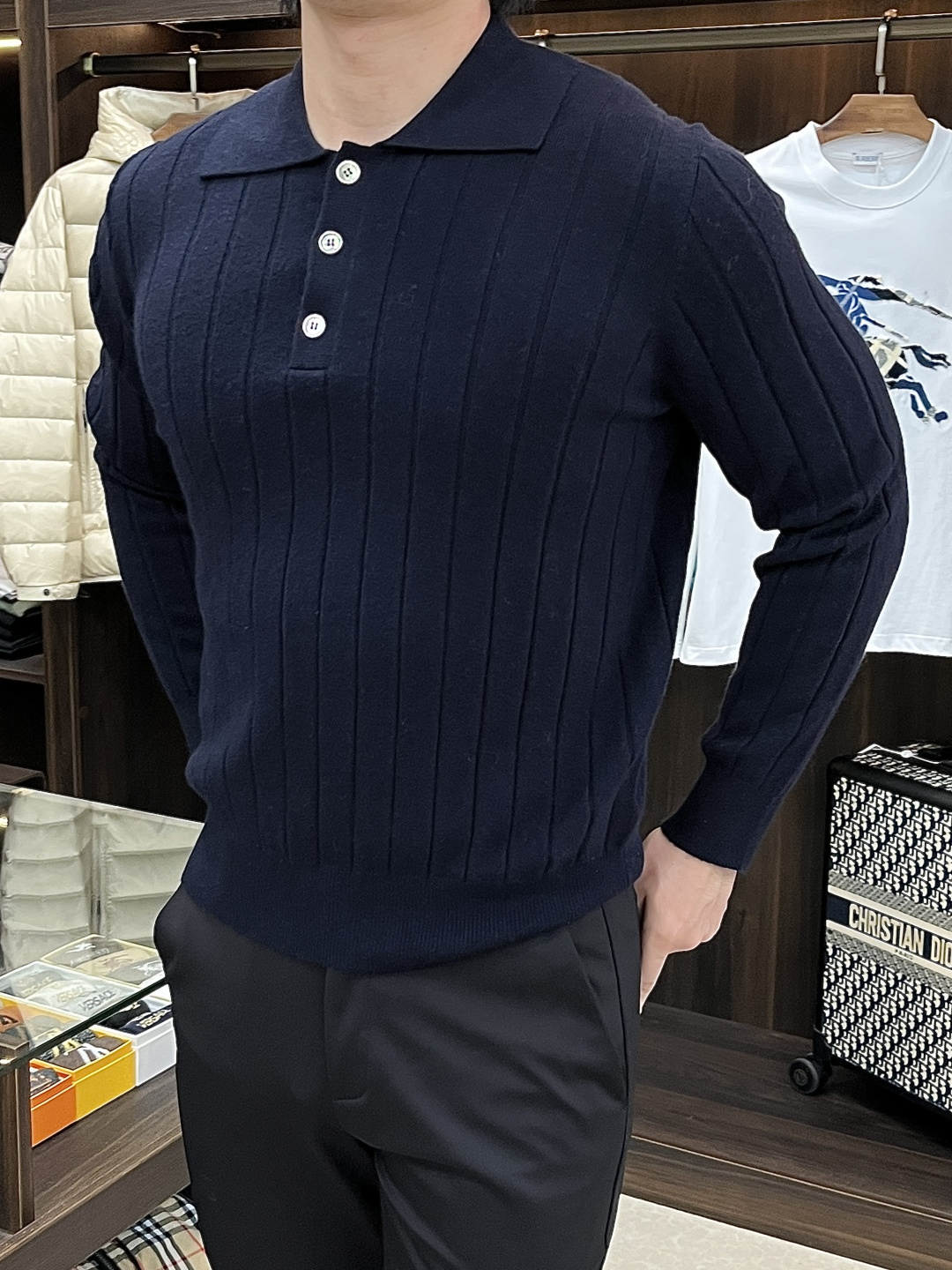 Brunello Cucinelli Couple Basic Clothing Wool Blue S