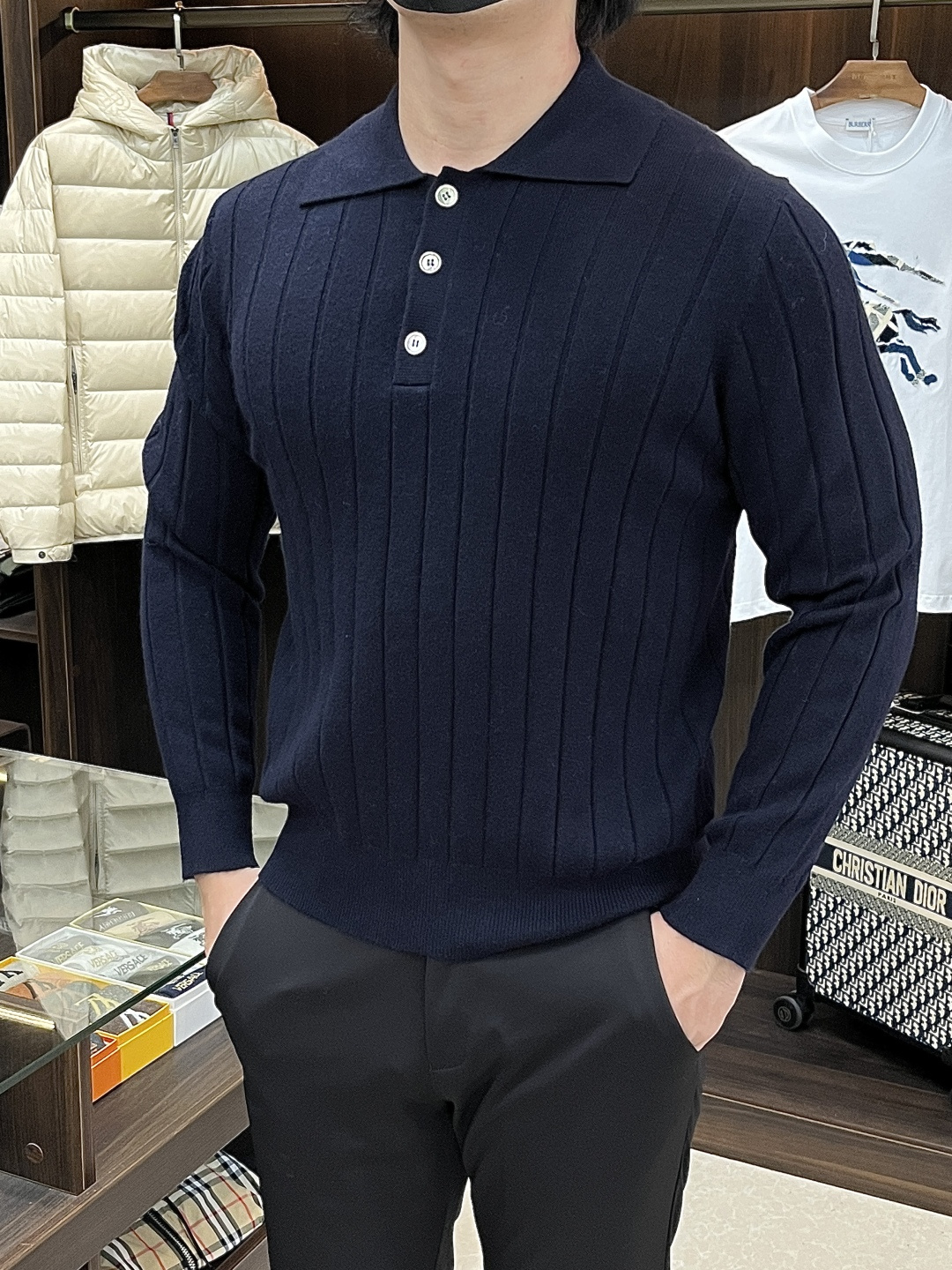 Brunello Cucinelli Couple Basic Clothing Wool Blue S
