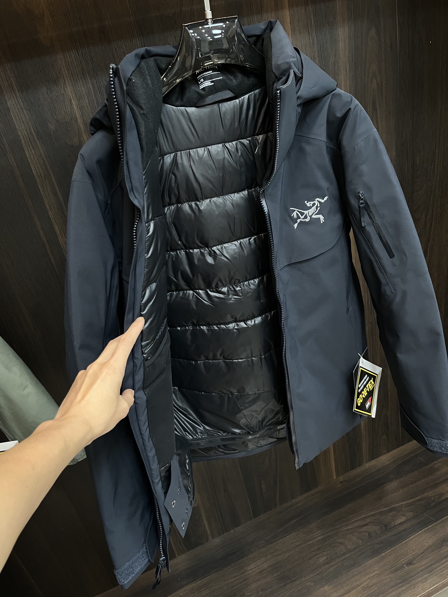 Arcteryx Couple Down Jacket White Duck Down Black Hooded S-m-l-xl