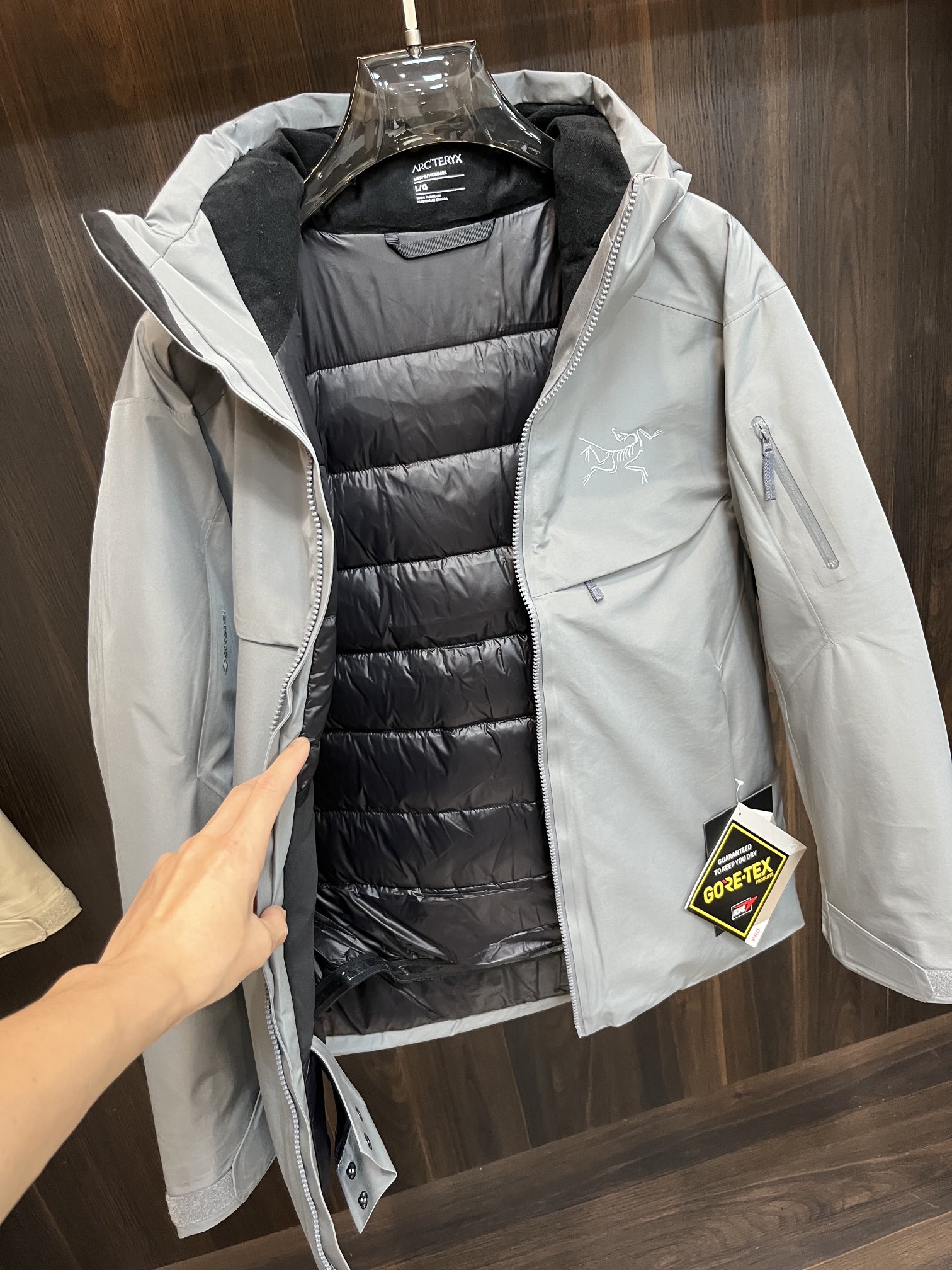 Arcteryx Couple Down Jacket White Duck Down Black Hooded S-m-l-xl