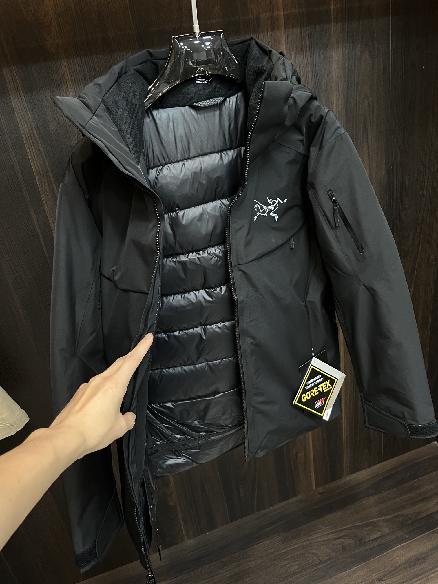 Arcteryx Couple Down Jacket White Duck Down Black Hooded S-m-l-xl
