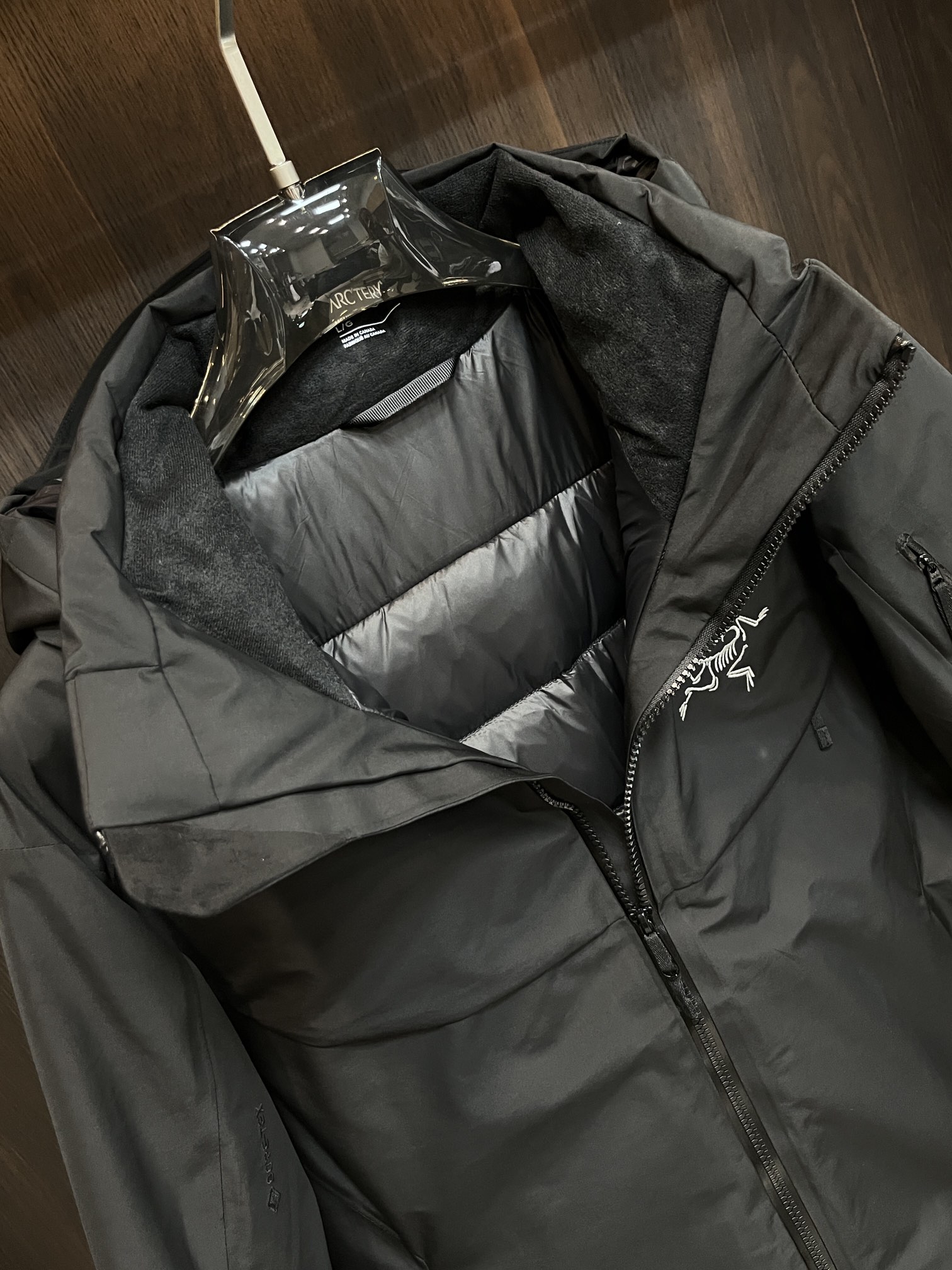 Arcteryx Couple Down Jacket White Duck Down Black Hooded S-m-l-xl