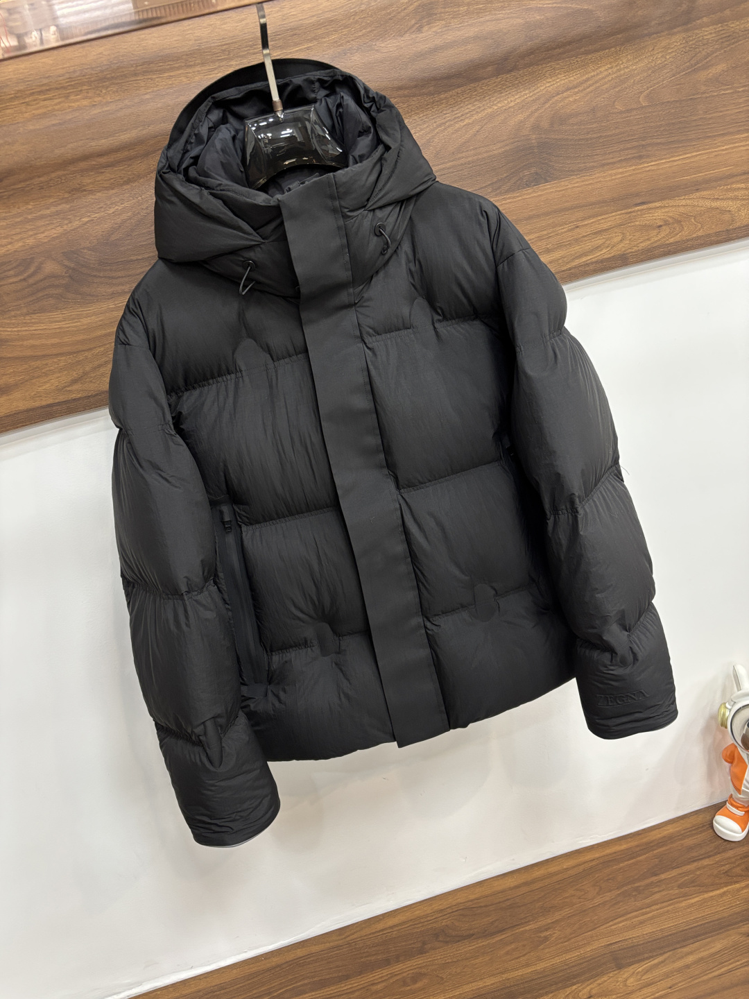 Ermenegildo Zegna Male Down Jacket Goose Down Black Hooded M-xl