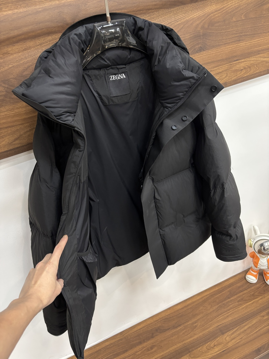 Ermenegildo Zegna Male Down Jacket Goose Down Black Hooded M-xl