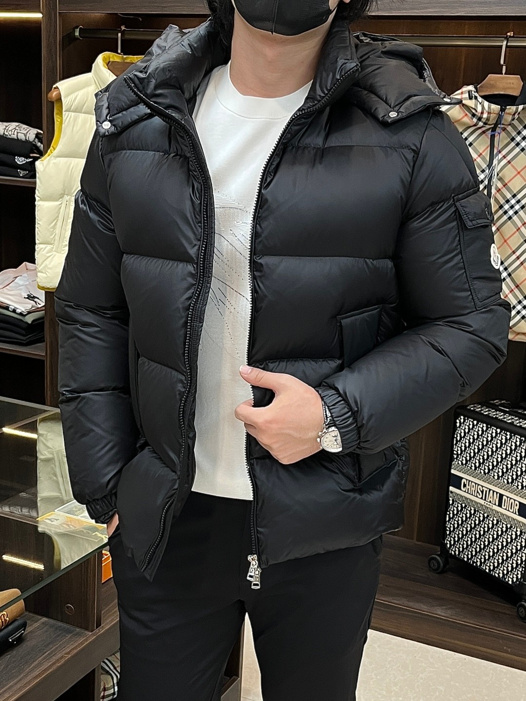Moncler Male Down Jacket Goose Down Black Hooded M-xl
