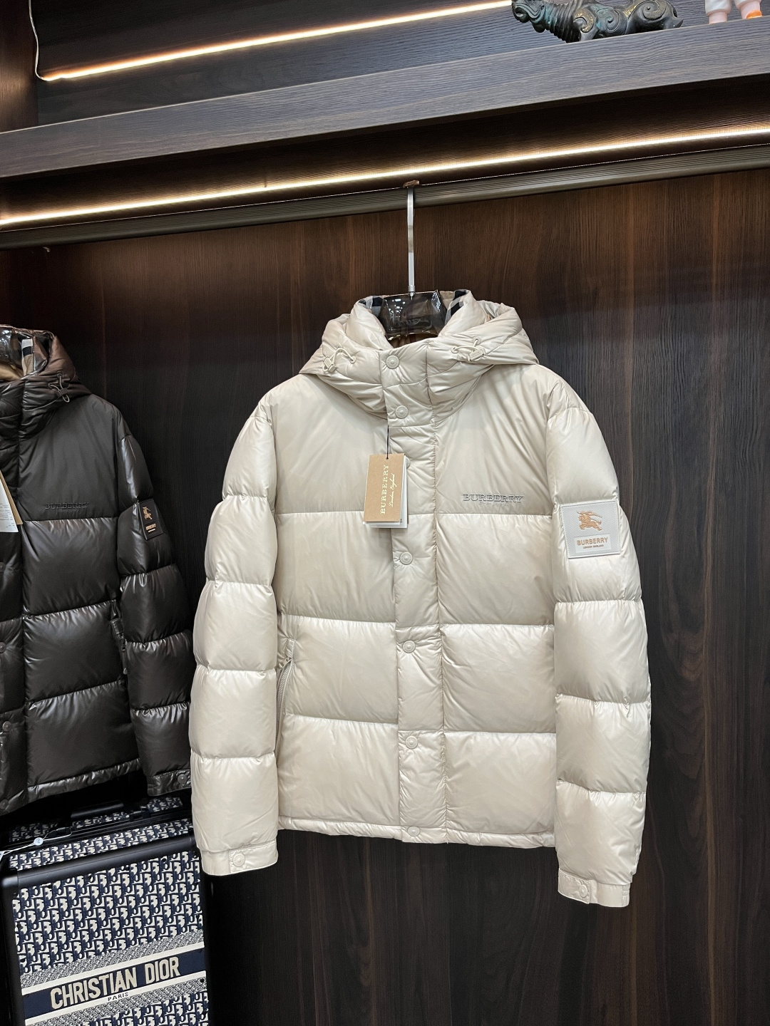 Burberry Male Down Jacket Goose Down Black Hooded M-l-xl