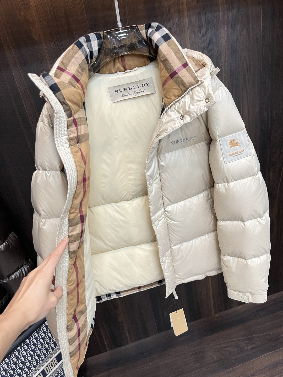 Burberry Male Down Jacket Goose Down Black Hooded M-l-xl