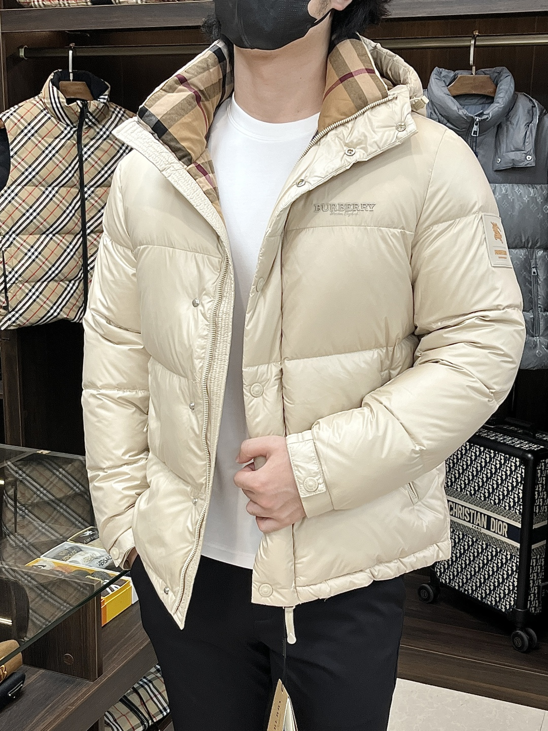 Burberry Male Down Jacket Goose Down Black Hooded M-l-xl