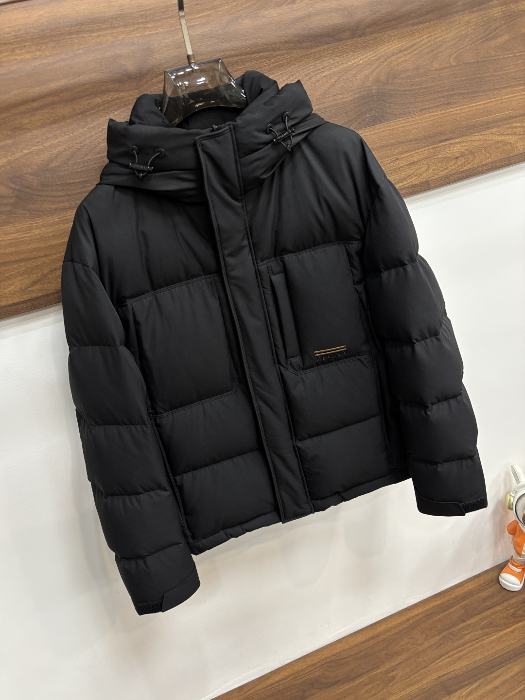 Ermenegildo Zegna Male Down Jacket Goose Down Black Hooded M-xl