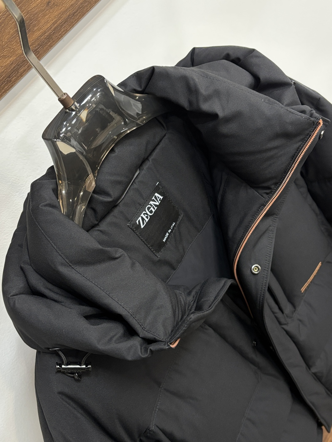 Ermenegildo Zegna Male Down Jacket Goose Down Black Hooded M-xl