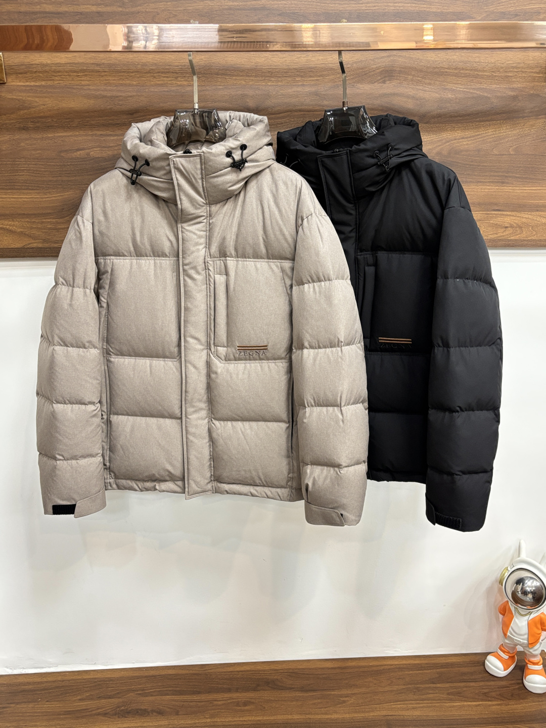 Ermenegildo Zegna Male Down Jacket Goose Down Black Hooded M-xl