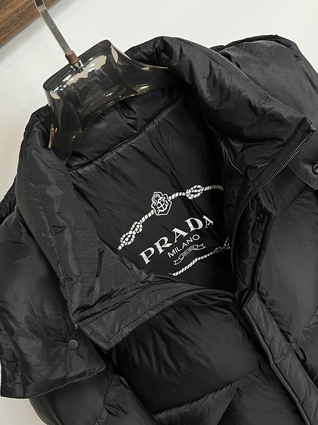 Prada Male Down Jacket Goose Down Black Hooded M-l-xl