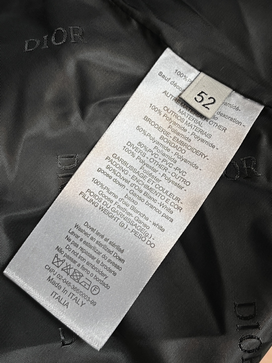 Dior Male Down Jacket Goose Down Black Slim Fit M-l-xl