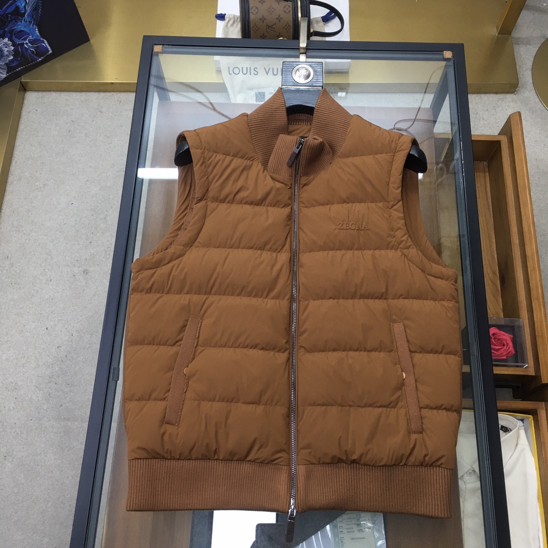 Ermenegildo Zegna Down Vest White Duck Down Black M-l-xl