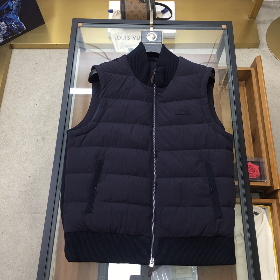 Ermenegildo Zegna Down Vest White Duck Down Black M-l-xl