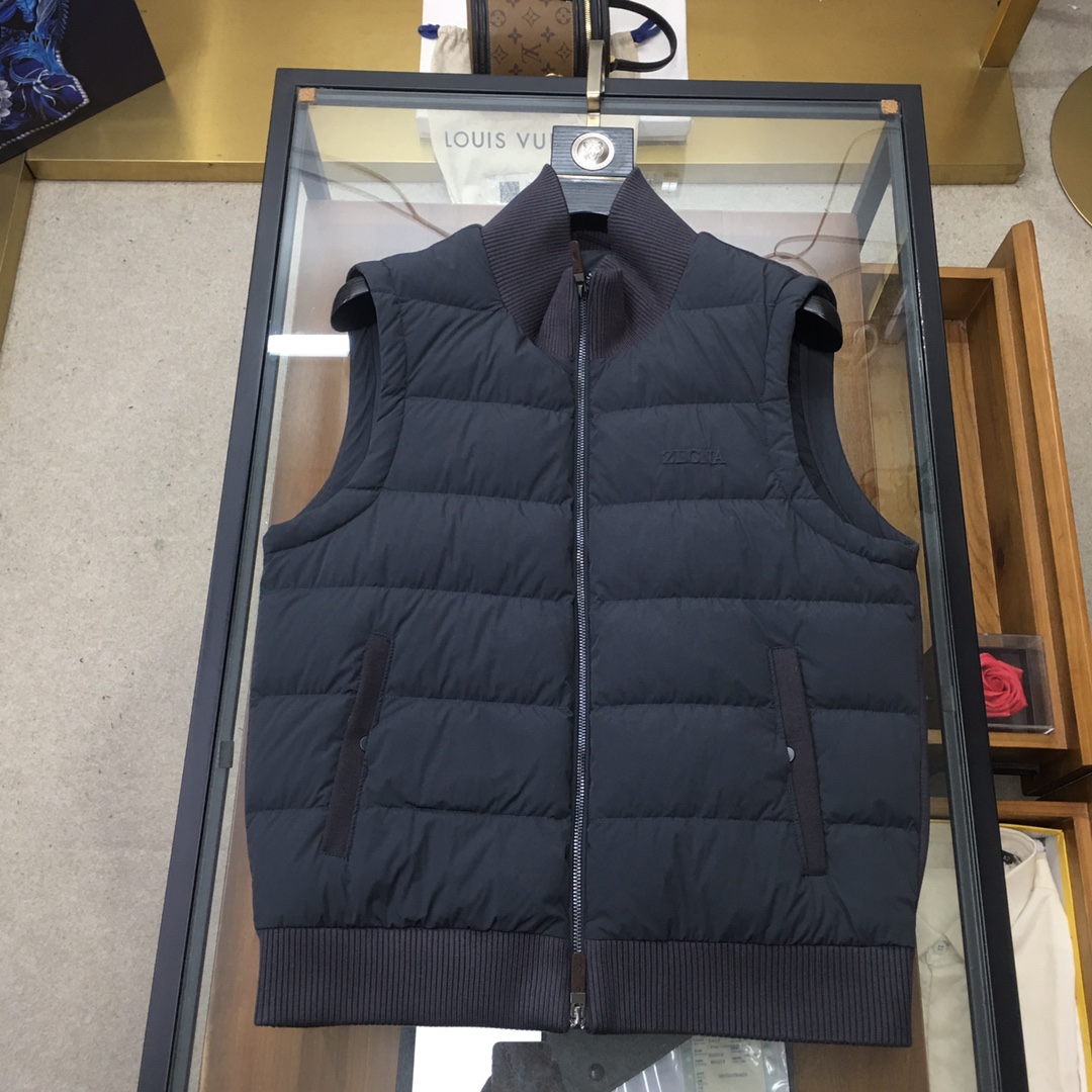 Ermenegildo Zegna Down Vest White Duck Down Black M-l-xl