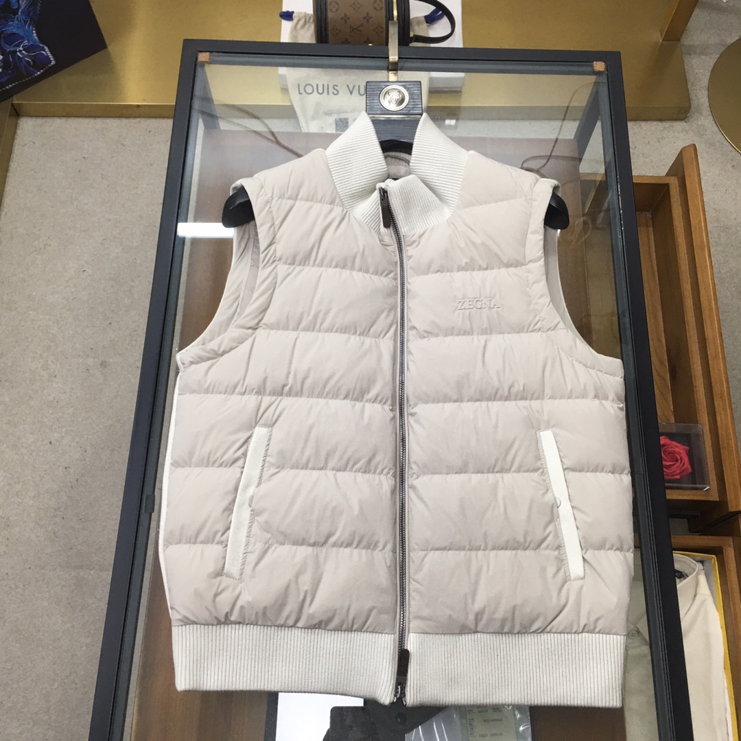 Ermenegildo Zegna Down Vest White Duck Down Black M-l-xl