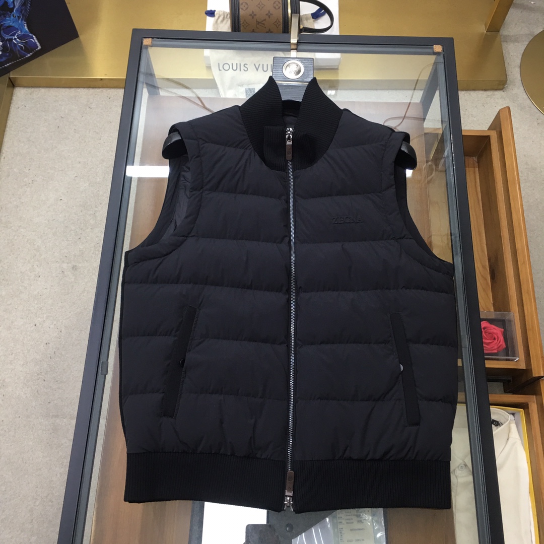 Ermenegildo Zegna Down Vest White Duck Down Black M-l-xl