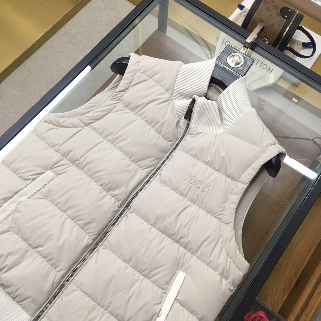 Ermenegildo Zegna Down Vest White Duck Down Black M-l-xl