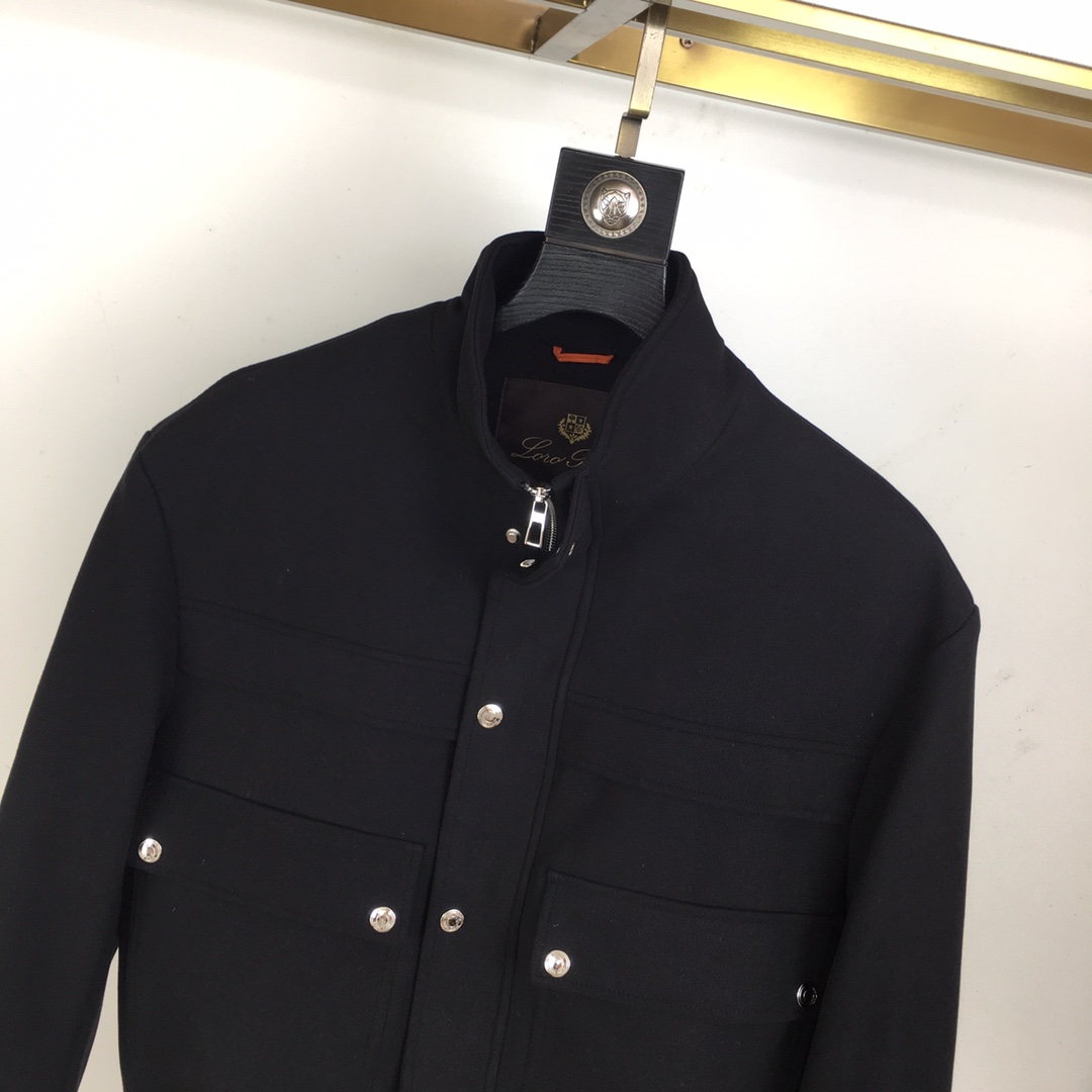 Loro Piana Male Down Jacket Cotton Black Loose Fit M-l-54-48-56-50-52